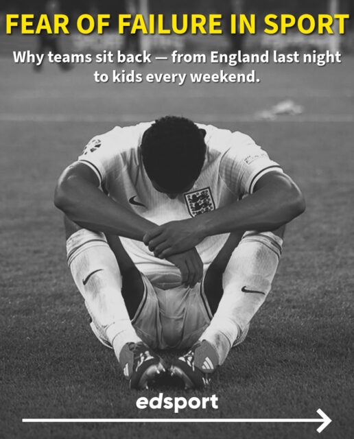 H🧠 Fear of Failure in Sport: Why Teams Sit Back — From England Last Night to Kids Every Weekend

When England went ahead last night and suddenly looked hesitant, it wasn’t just tactics — it was psychology. What you saw is one of the most recognised patterns in sport: fear of failure. It affects elite players and kids on a Sunday morning in Cornwall.

Research shows fear of failure is one of the strongest predictors of performance anxiety (Sagar & Stoeber, 2009). It’s driven by worries about shame, judgement, and letting others down. Under pressure, athletes shift from play to win to don’t mess up, which slows decisions, reduces working memory, and leads to risk‑avoidant behaviour — sitting deep, clearing the ball aimlessly, or avoiding creative passes.

Teams sit back for predictable reasons: pressure narrows attention, kids fear disappointing adults, and perfectionism makes players avoid errors instead of seeking opportunities. The brain treats losing the lead as a threat, triggering caution and reactive play. This is the psychology of playing not to lose.

England didn’t just lose — they froze. When athletes worry about mistakes, they stop playing forward and start protecting what they have. Creativity drops, bravery disappears, and pressure takes over. Kids retreat into “safe mode” even faster.

But fear of failure is preventable. Growth mindset training reframes mistakes as learning. Self‑compassion reduces anxiety. Autonomy‑supportive coaching lowers fear of judgement. Mindfulness improves attentional control. Mastery‑focused environments emphasise effort and bravery over outcomes. Elite academies also use error‑normalisation drills to reduce shame and build resilience.

These approaches keep athletes in attack mode, not protect‑the‑lead mode. They build players who stay bold and expressive under pressure — whether they’re wearing an England shirt or playing in Newquay.

Bravery is trained. Confidence is coached. Fear of failure is preventable.
Play forward. Play free.

#football #sportspyschology #youthsoorts #soccer #cornwall